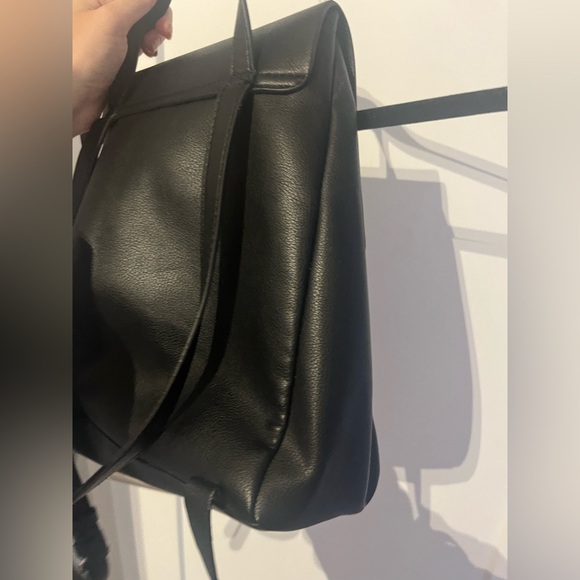 Zara Basic Collection Classic Black Faux Leather Backpack - Picture 12 of 15